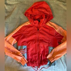 Adidas Coral Colorblock Cropped Windbreaker Women’s Small
